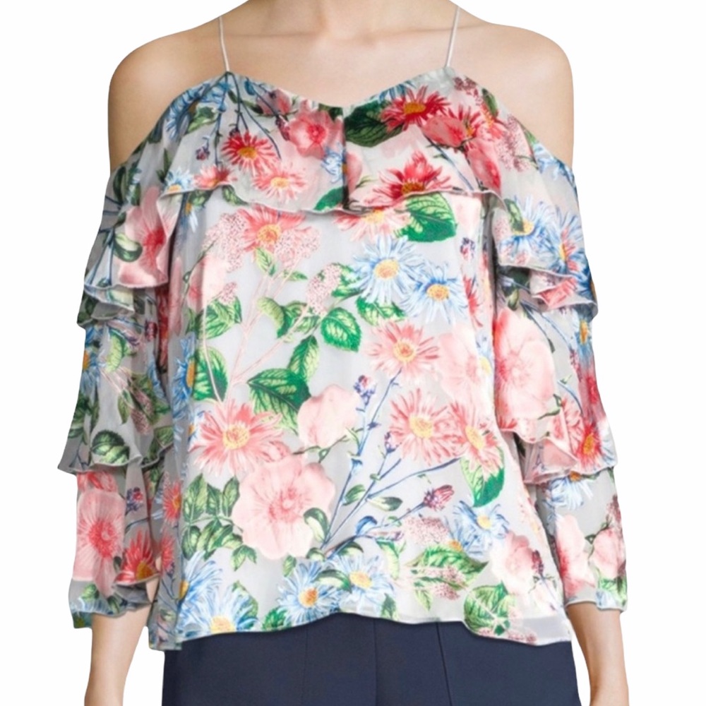 ALICE + OLIVIA Marylee Floral Off Shoulder Blouse - Size M